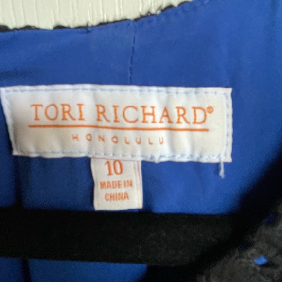 Tori Richard Women’s Size 10 Black Eyelet Dress with Blue Lining and Pockets - Picture 4 of 7